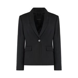 PINKO Single-Breasted Wool Blend Blazer Women BLACK Coats & Jackets
